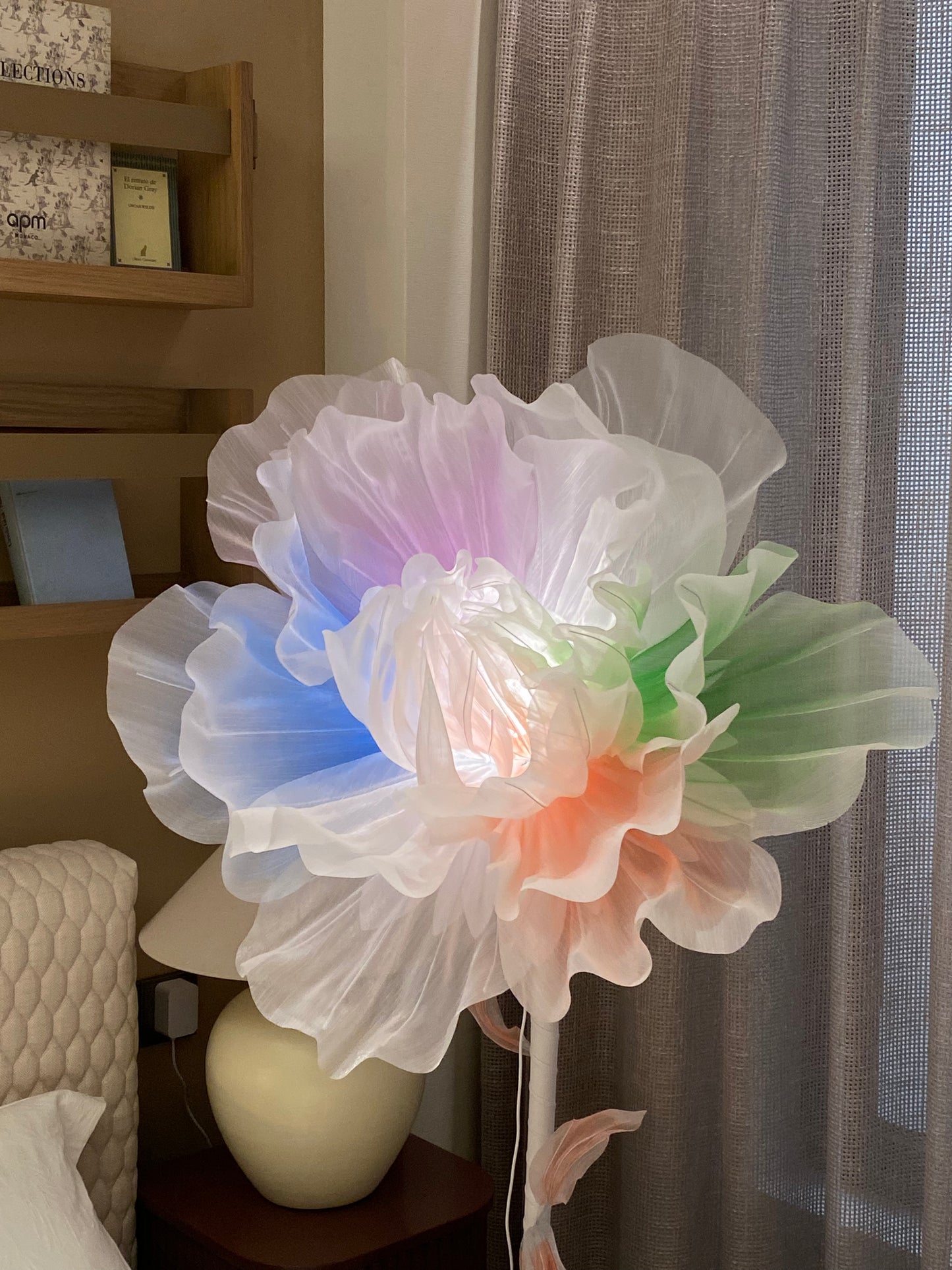 【Dancing Petals】60inches tall Silk Satin Flower Floor Lamp