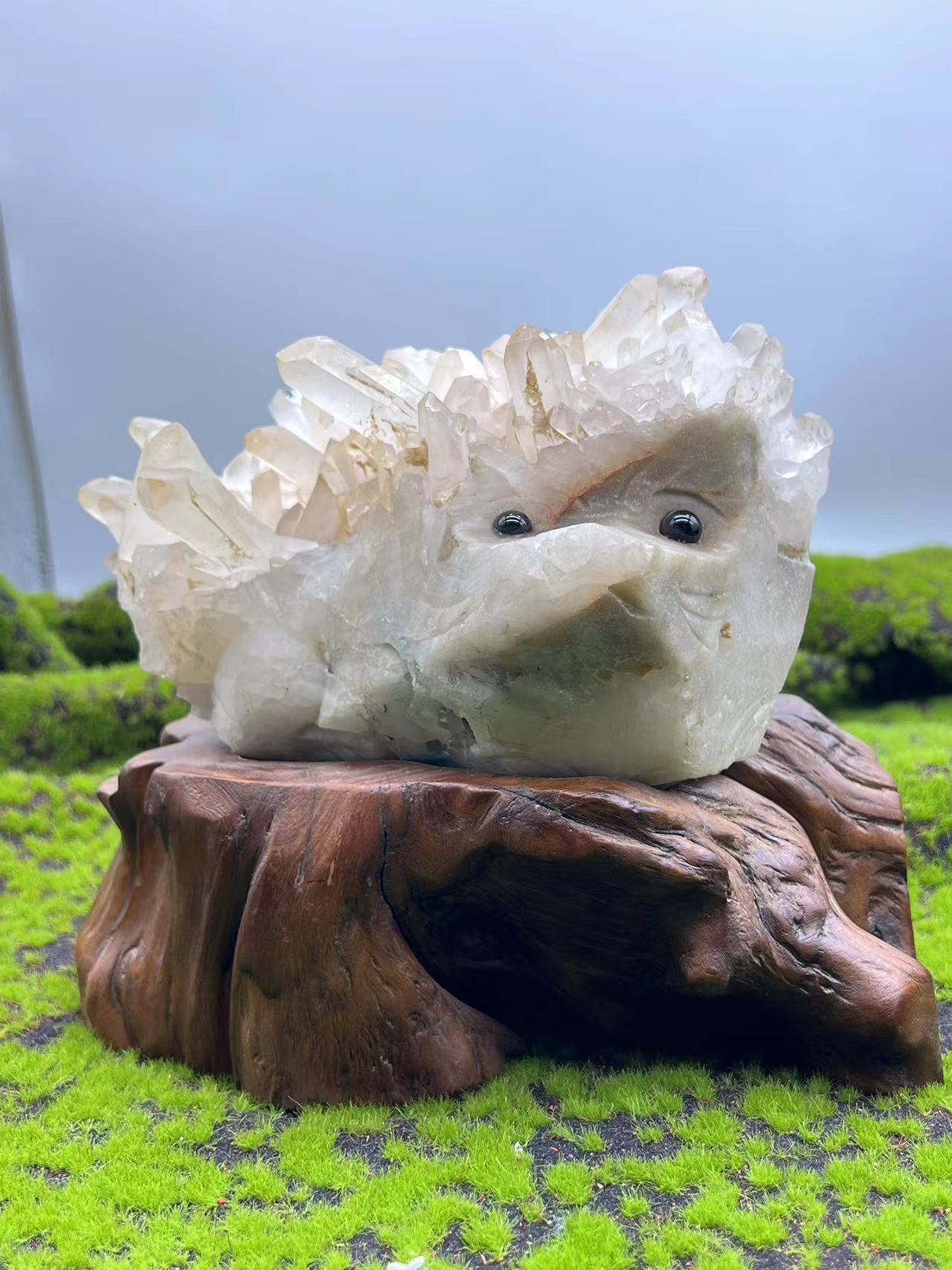 Clear Durzy Agate Hedgehog Cluster