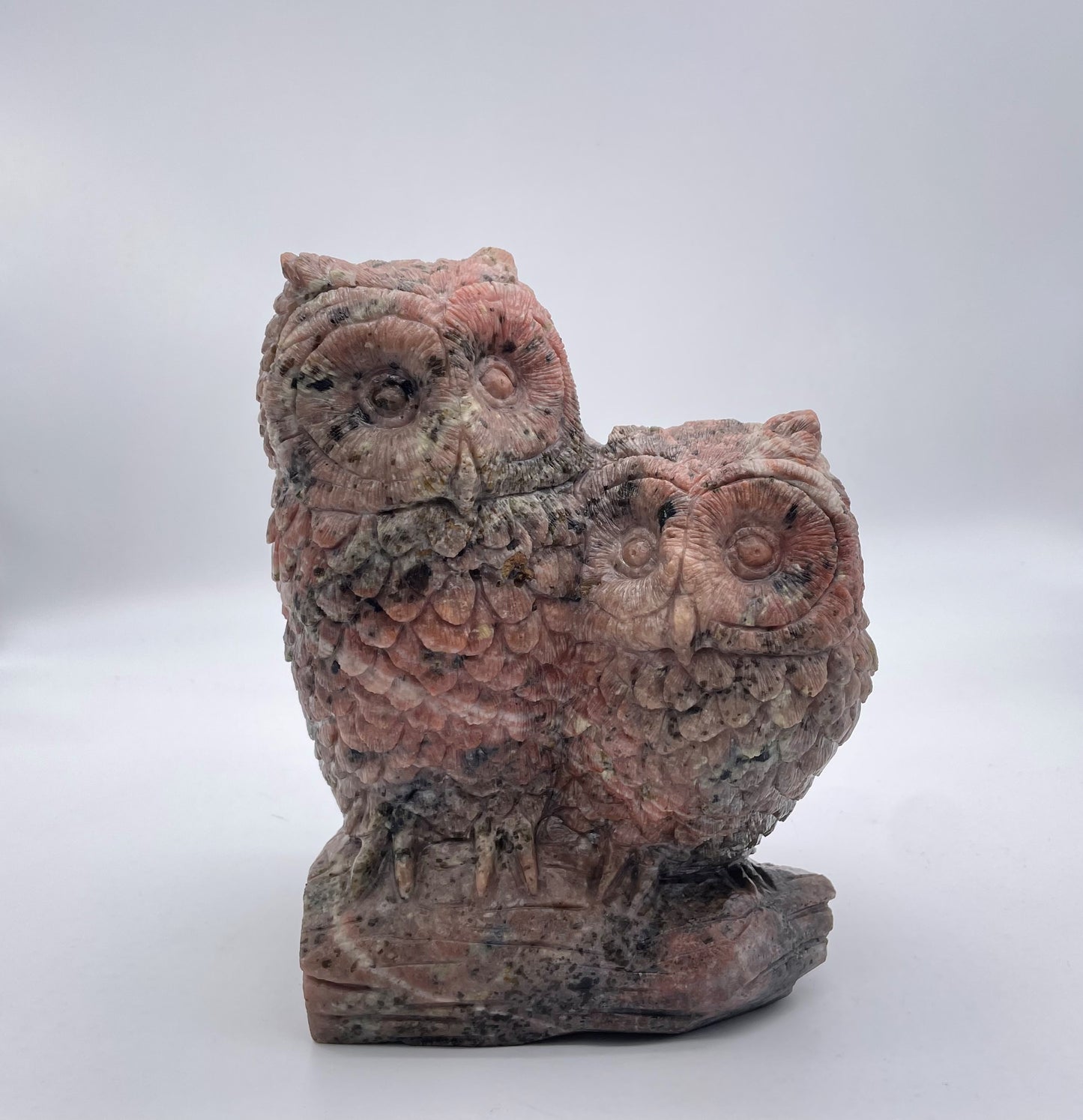 Brown Jasper Owl Couple Carving