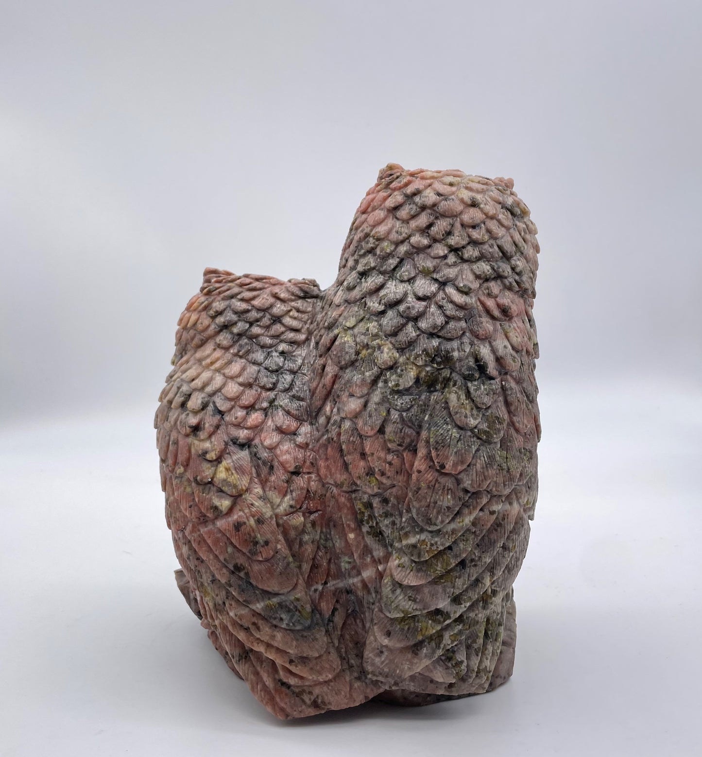 Brown Jasper Owl Couple Carving
