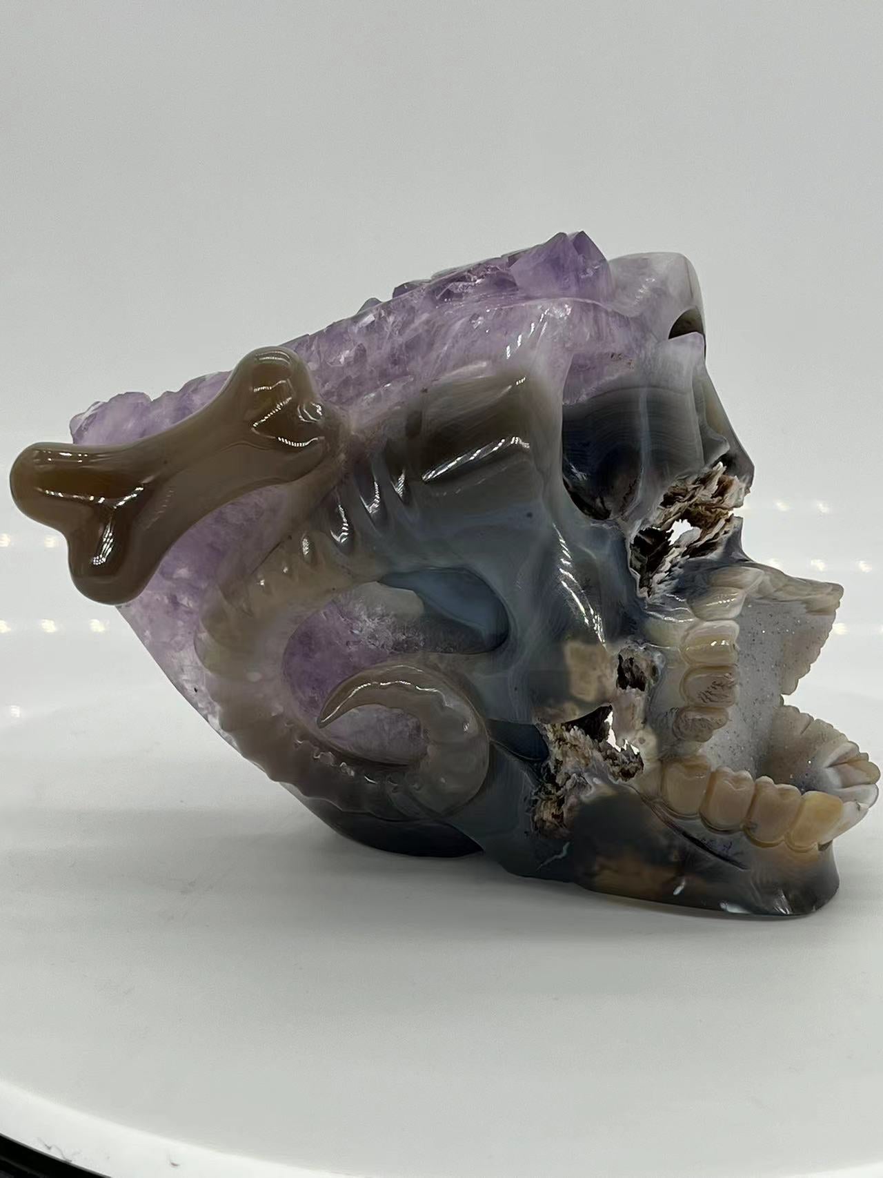 Big Mouth Amethyst Druzy Agate Skull