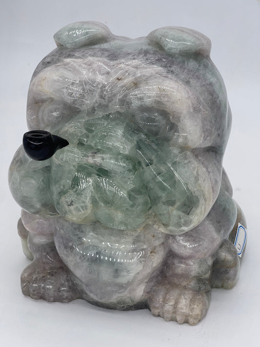 Fluorite Godfather Dog Carving