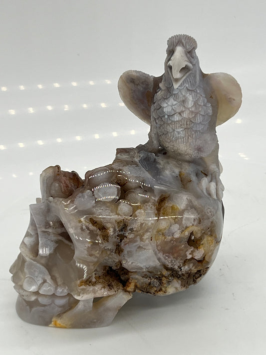 Flower Agate Falcon Skull