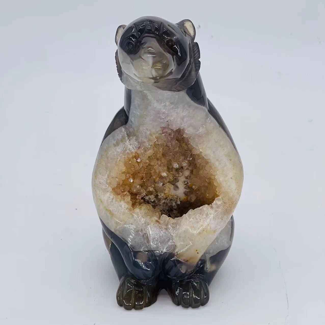 Druzy Agate Polar Bear Sculpture