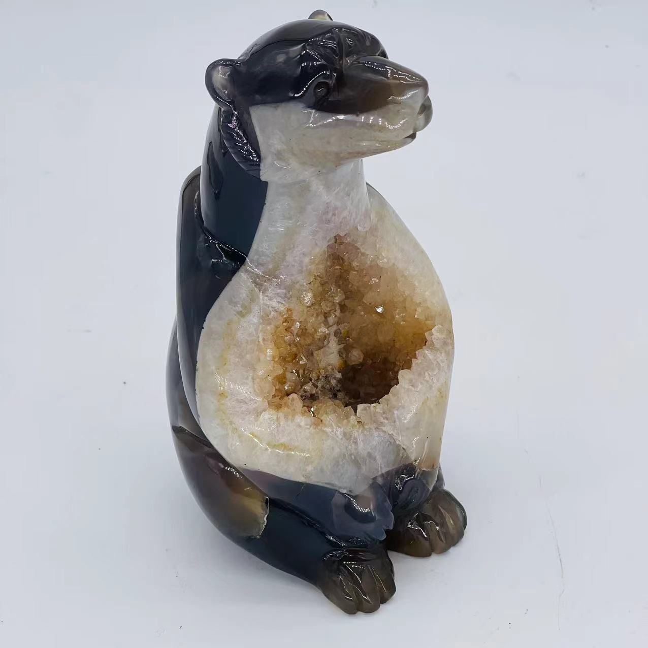 Druzy Agate Polar Bear Sculpture