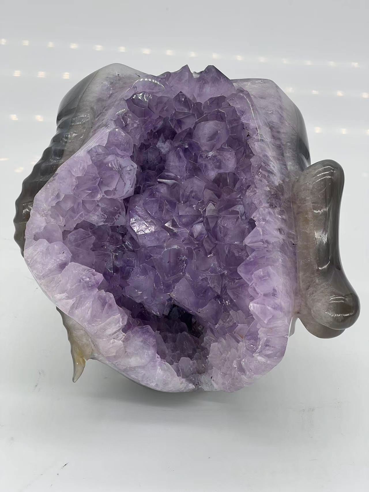 Big Mouth Amethyst Druzy Agate Skull