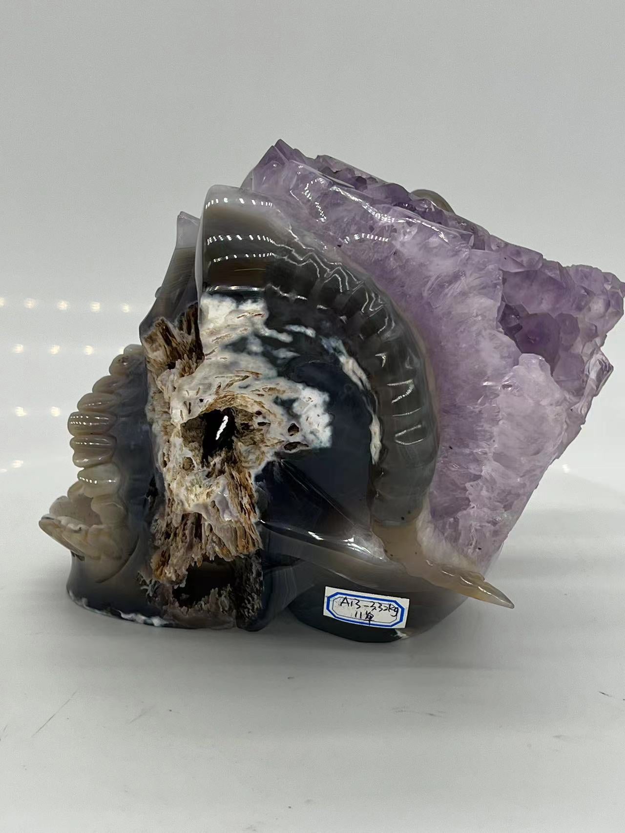 Big Mouth Amethyst Druzy Agate Skull