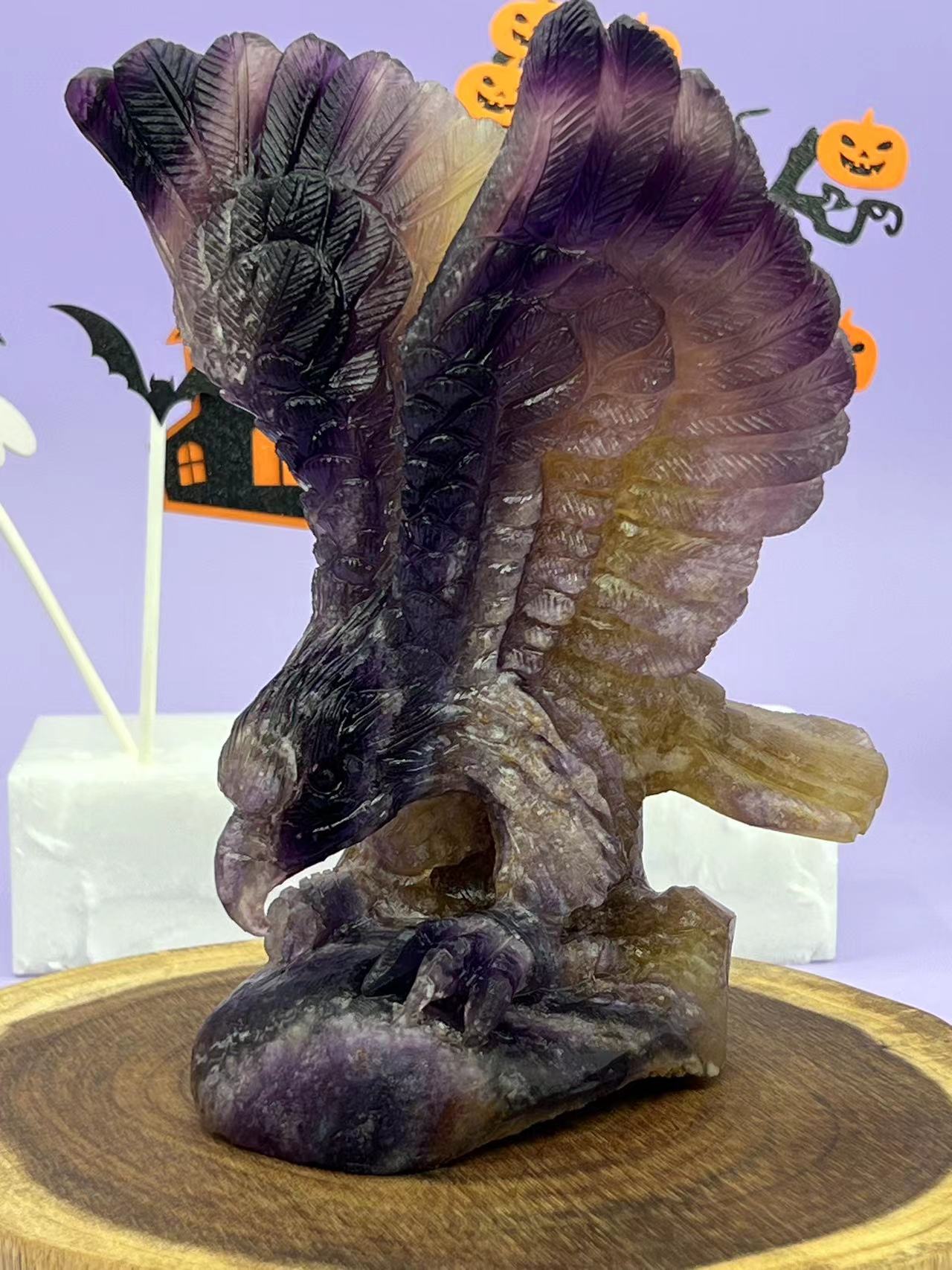 Rainbow Fluorite Eagle Carving