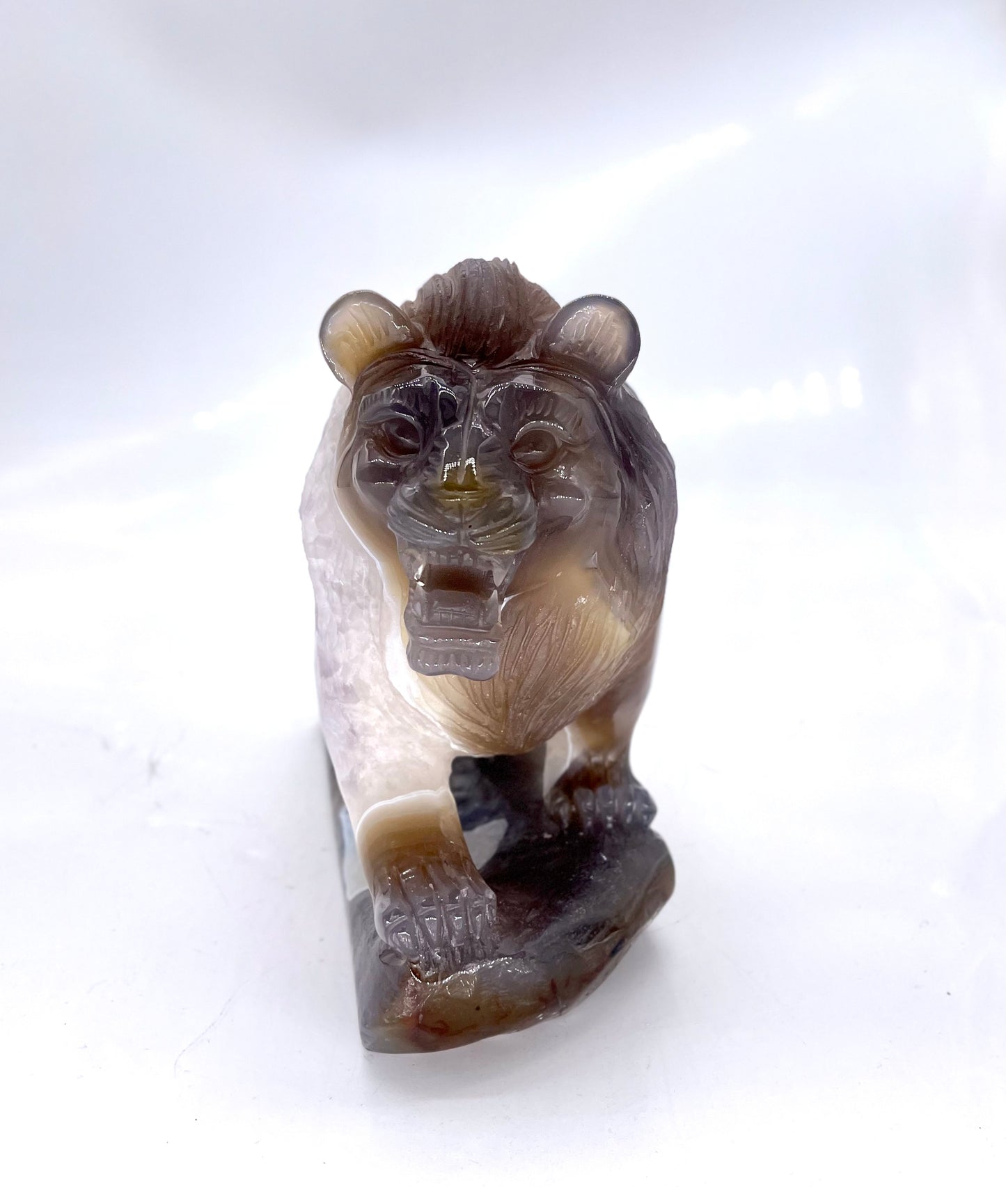 Amethyst Druzy Agate Lion Carving