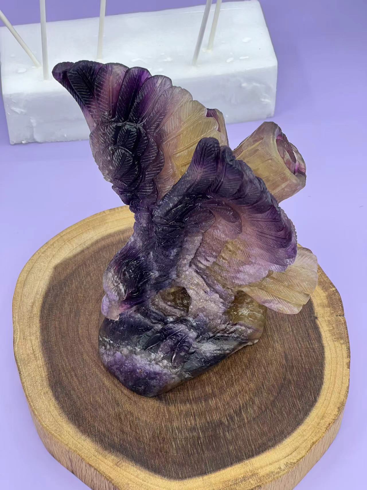 Rainbow Fluorite Eagle Carving