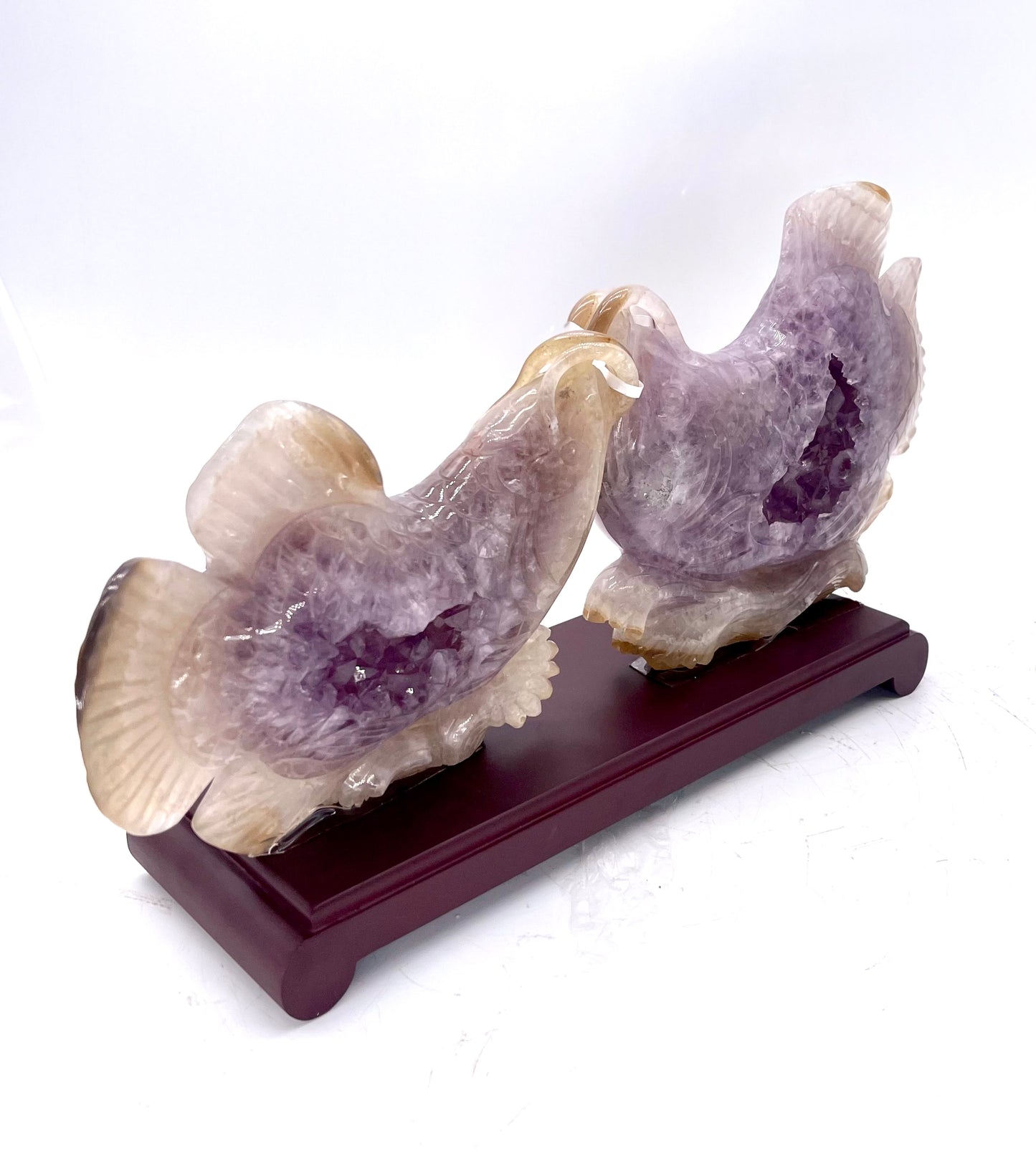 Amethyst Druzy Agate Fish Carving