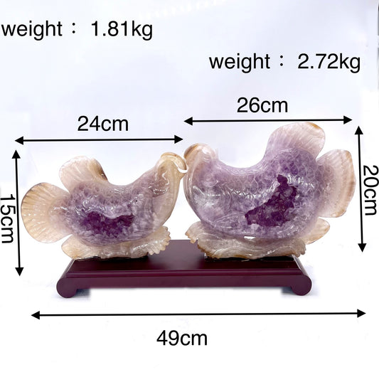 Amethyst Druzy Agate Fish Carving