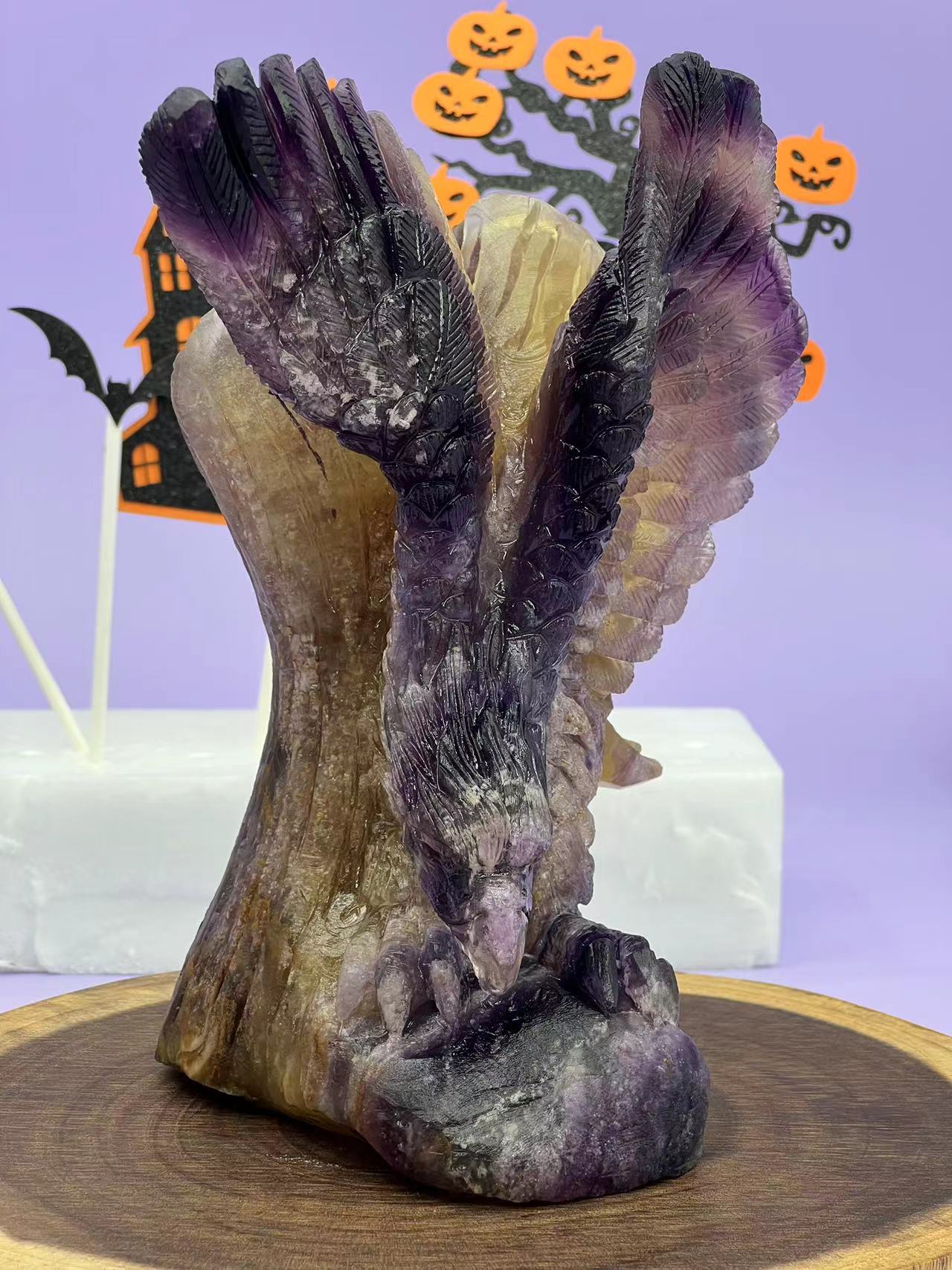 Rainbow Fluorite Eagle Carving