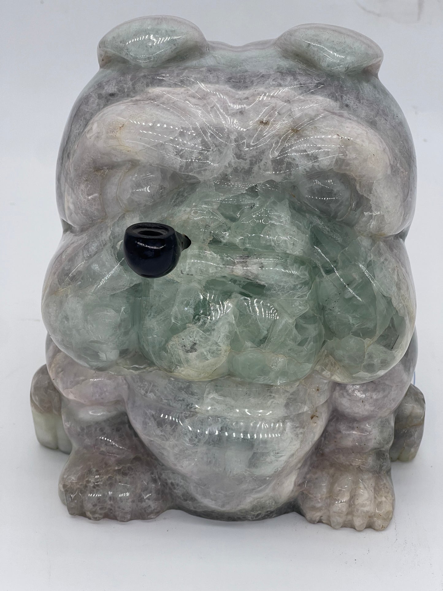 Fluorite Godfather Dog Carving