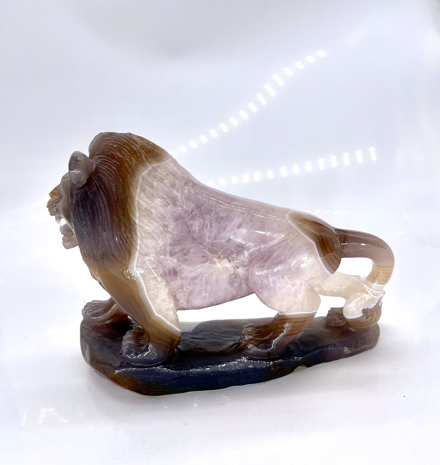 Amethyst Druzy Agate Lion Carving