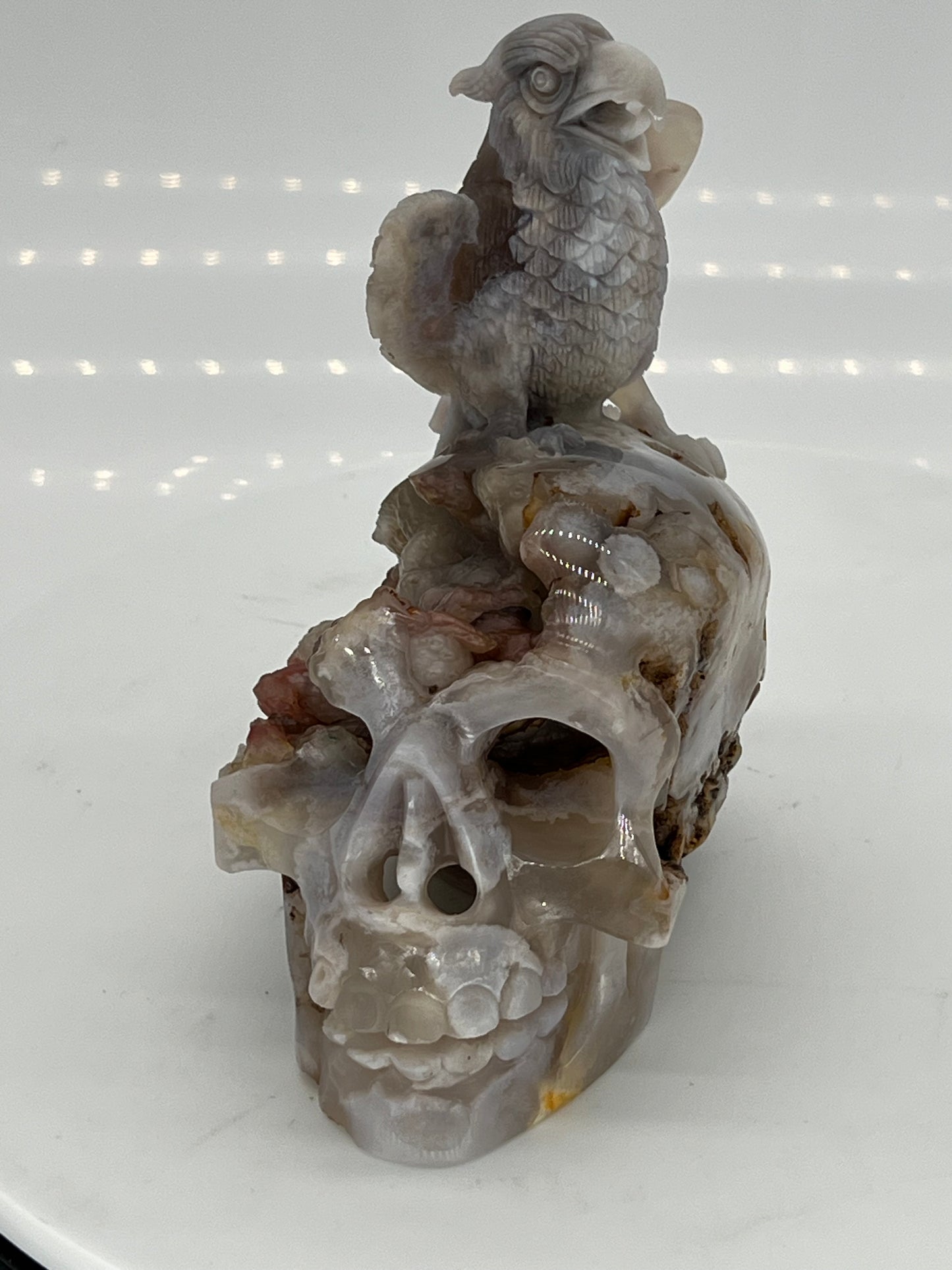 Flower Agate Falcon Skull