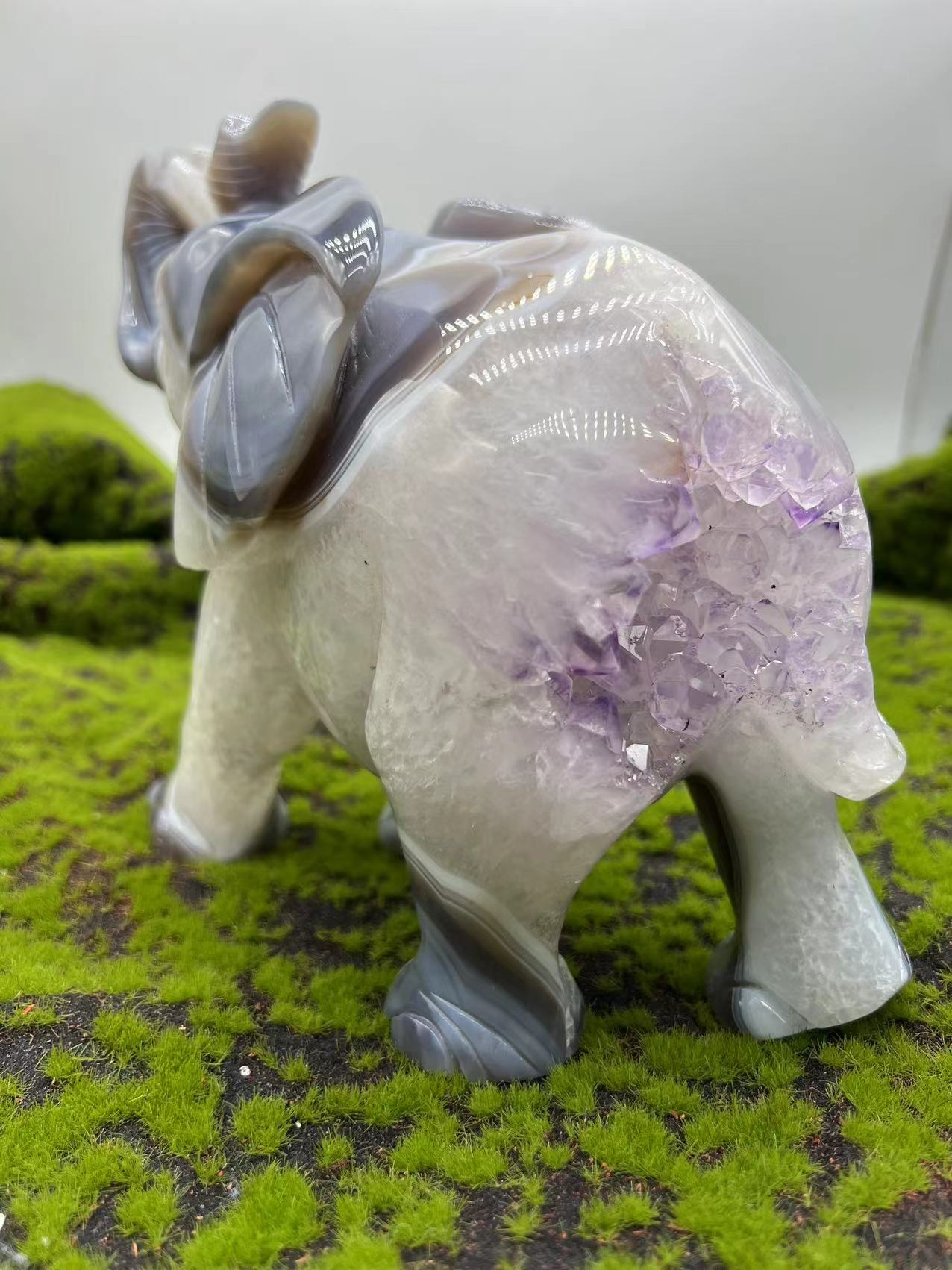 Amethyst Durzy Agate Stand Up Elephant(different sizes and different prices)