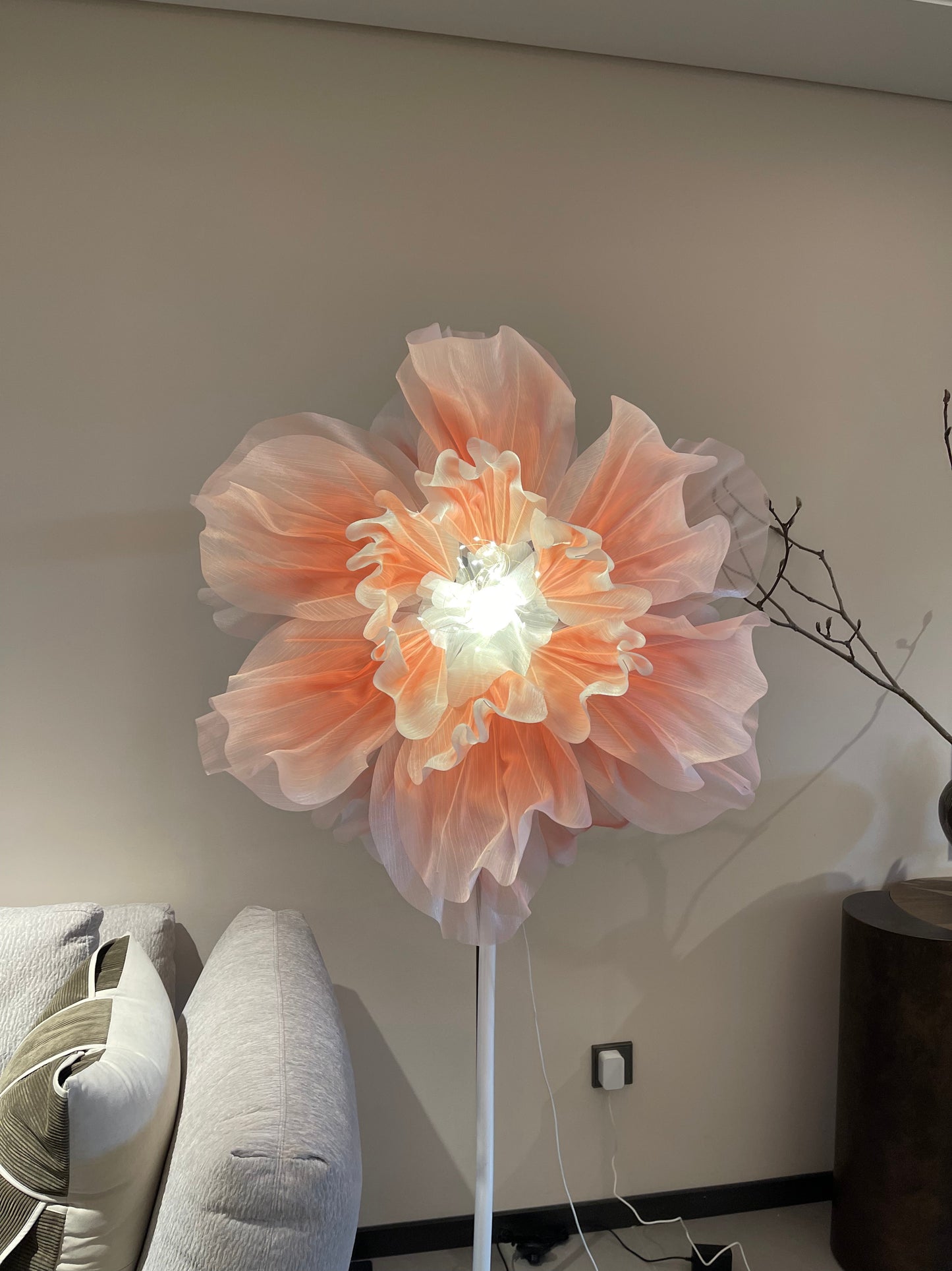【Dancing Petals】60inches tall Silk Satin Flower Floor Lamp