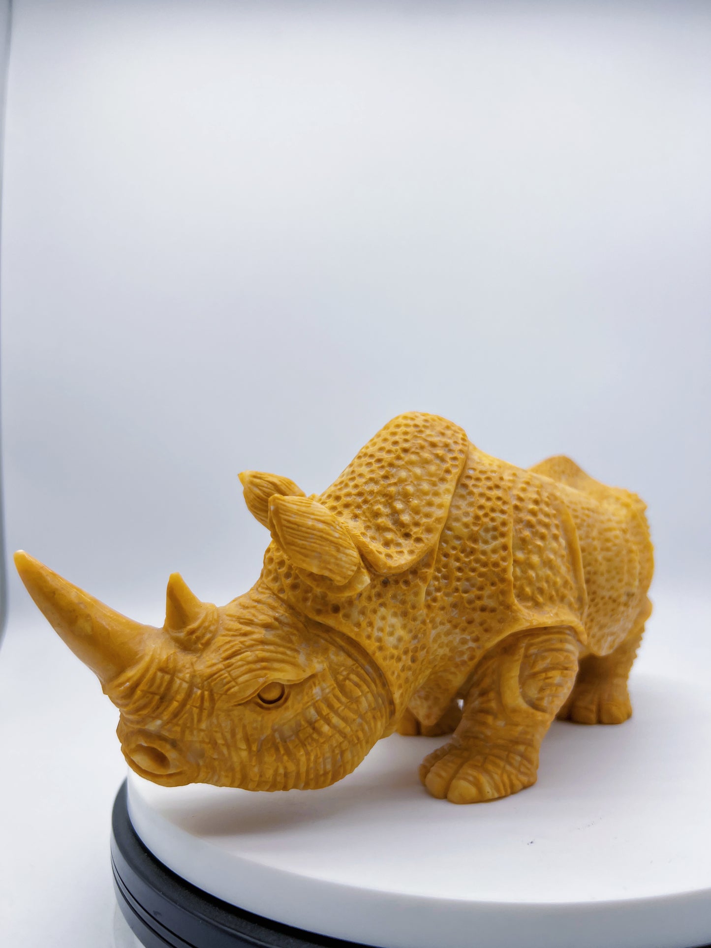 Yellow Jade Rhino Crystal Carving Status