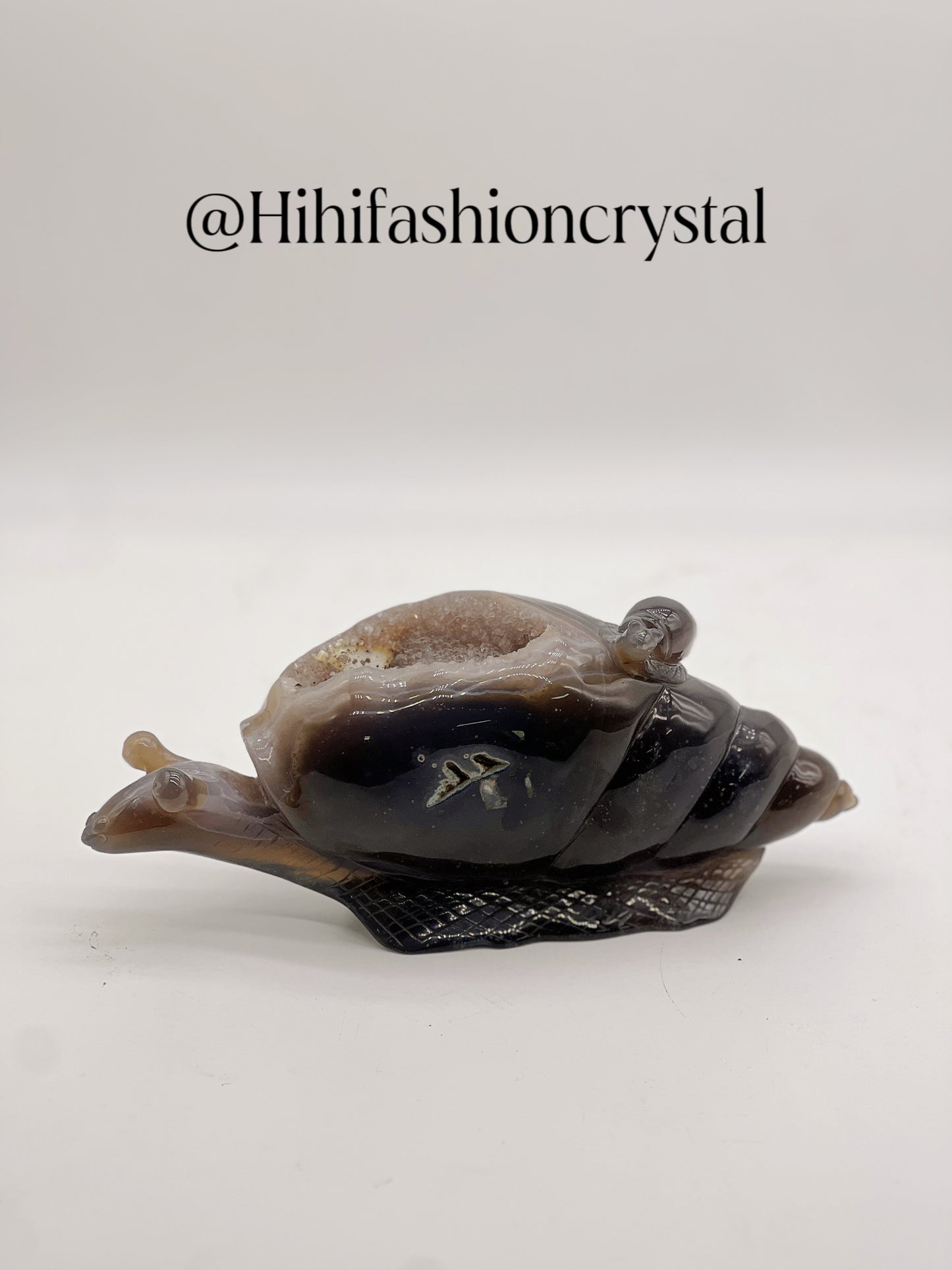 Druzy Agate Snail Family Sculpture