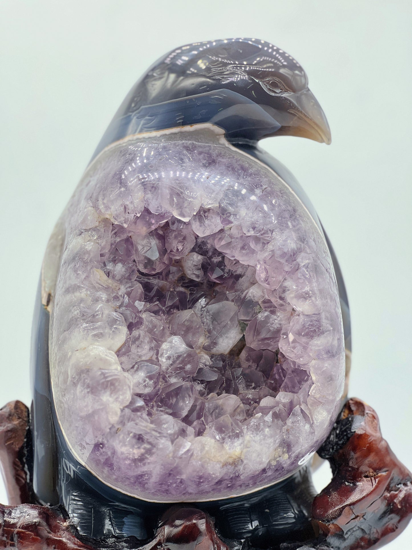 Druzy Agate Penguin Carving