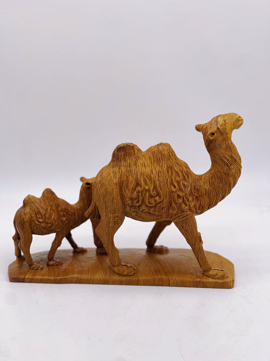 Chinese Painting Jasper Camel Family Sculpture