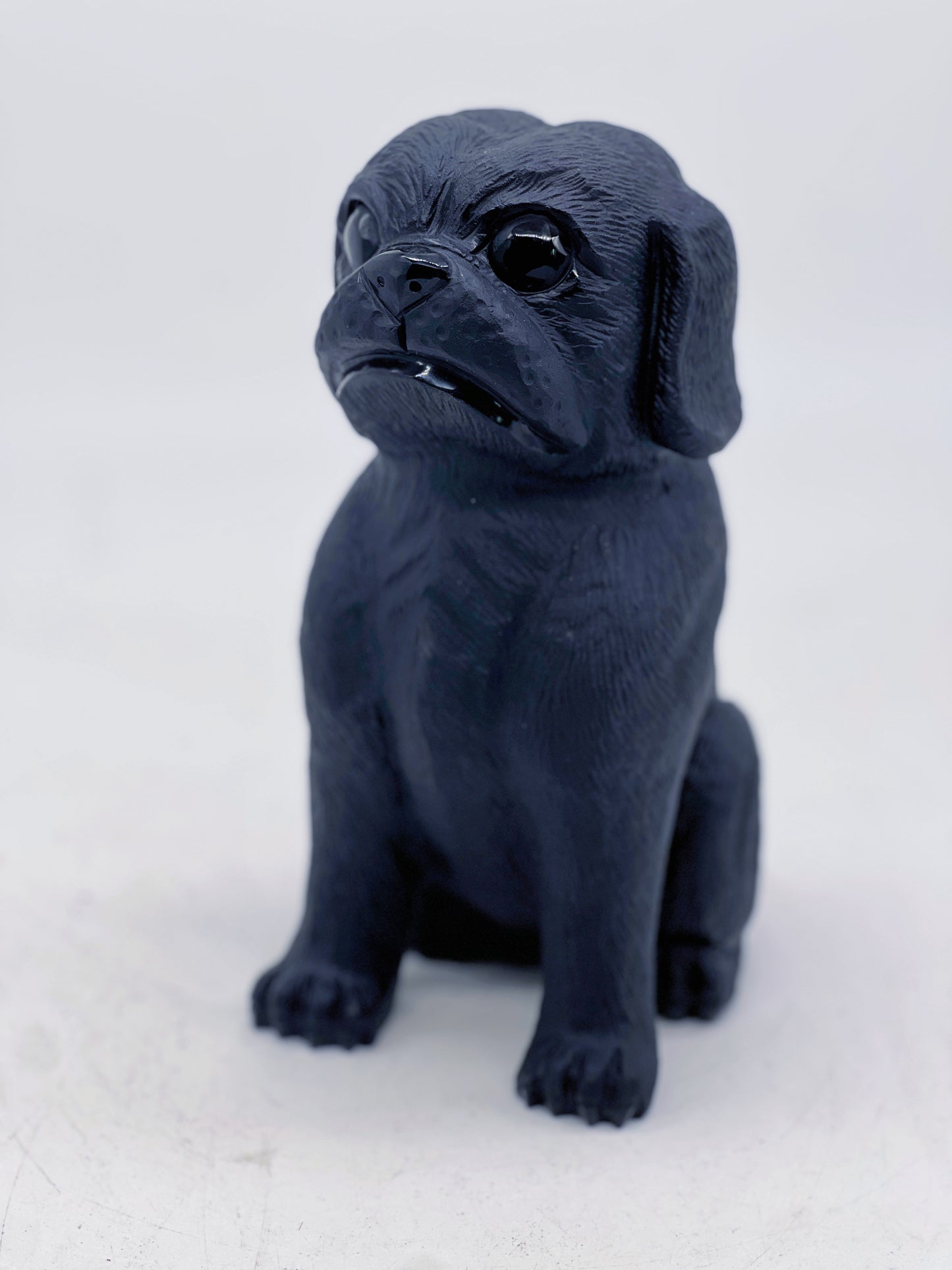 Obsidian Pug Dog Carving