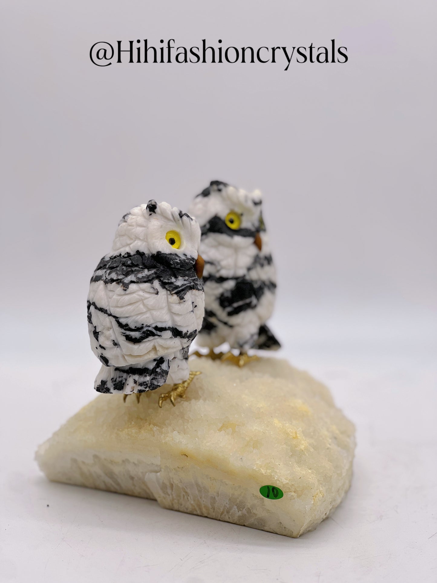 Zebra Jasper Owl Couple on Cluster