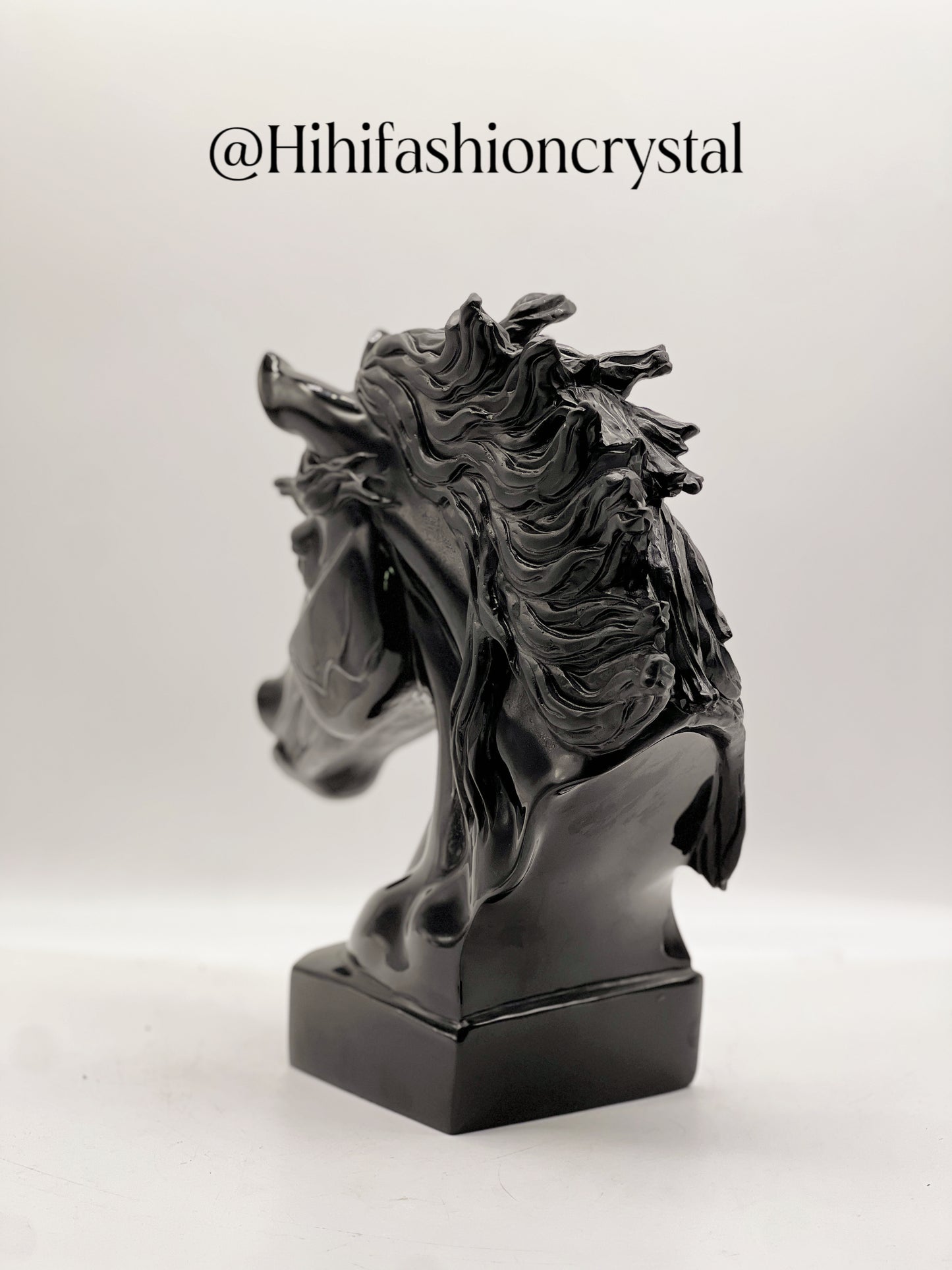 Black Obsidian Stallion Head Sculpture