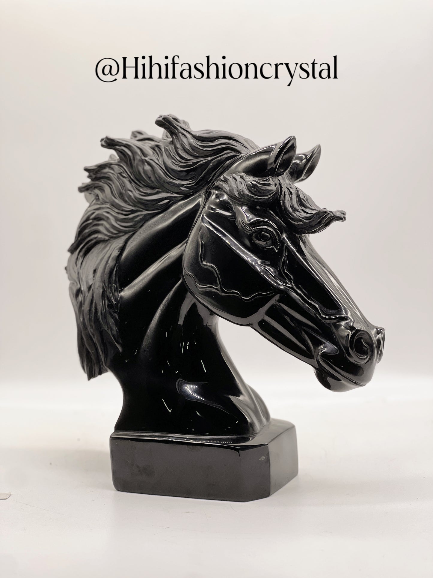 Black Obsidian Stallion Head Sculpture