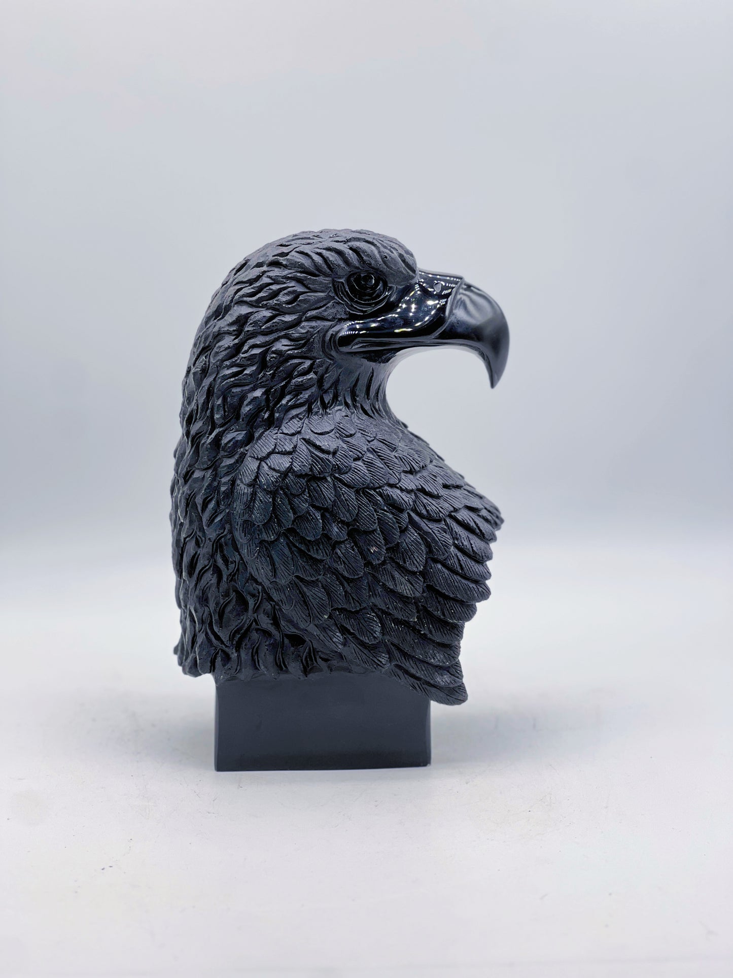 Obsidian Eagle Head Sculpture