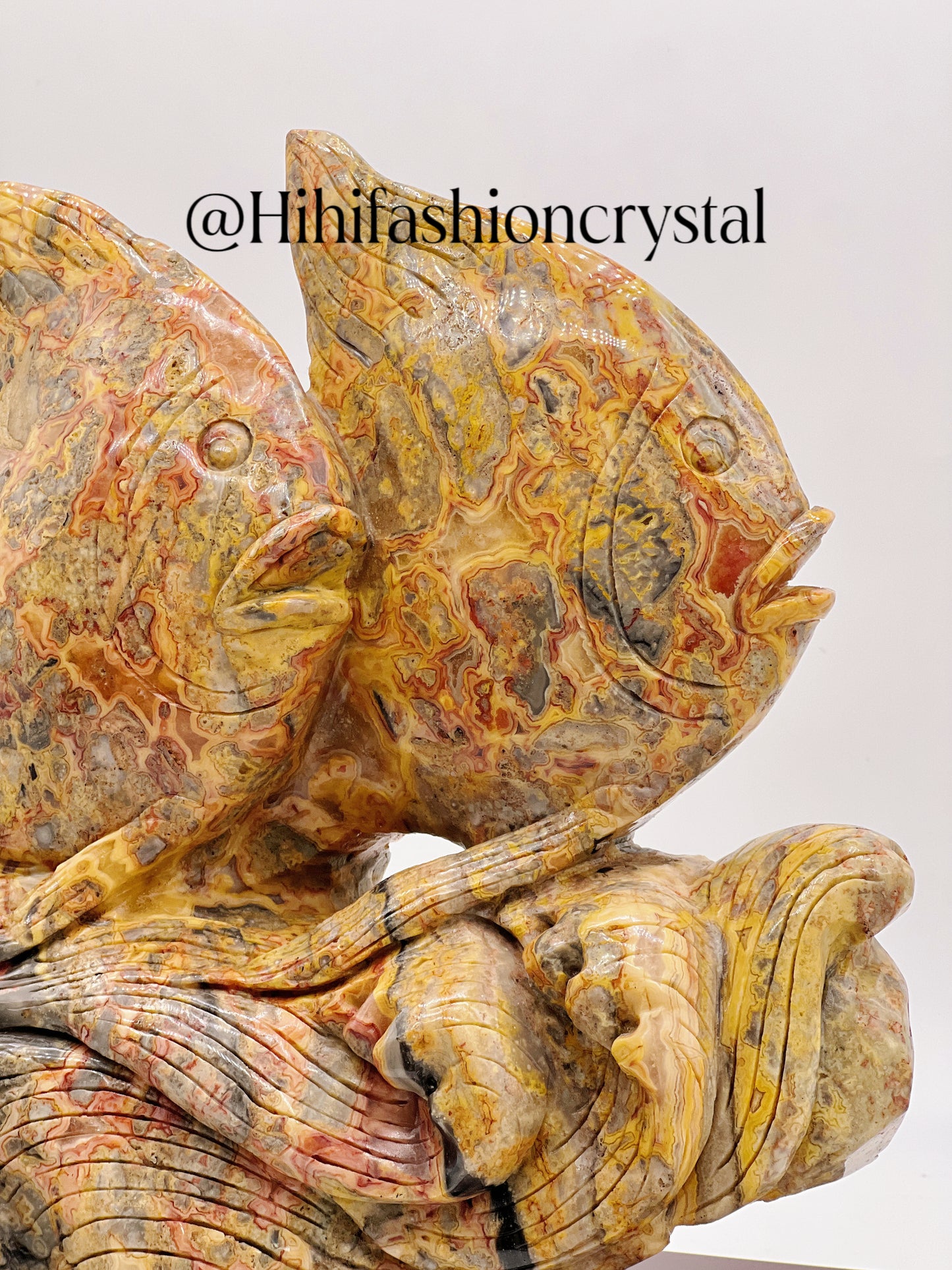 Crazy Agate Double Fish Sculpture