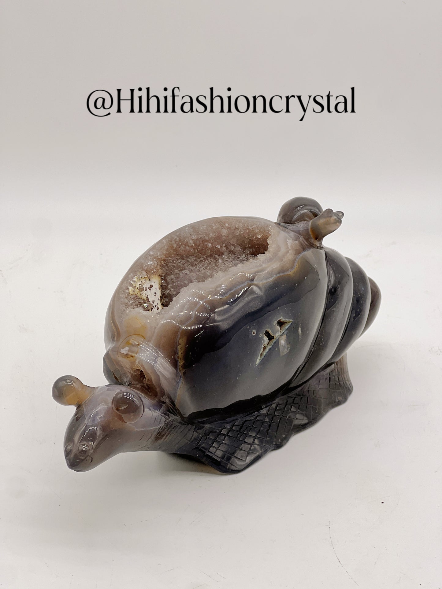 Druzy Agate Snail Family Sculpture