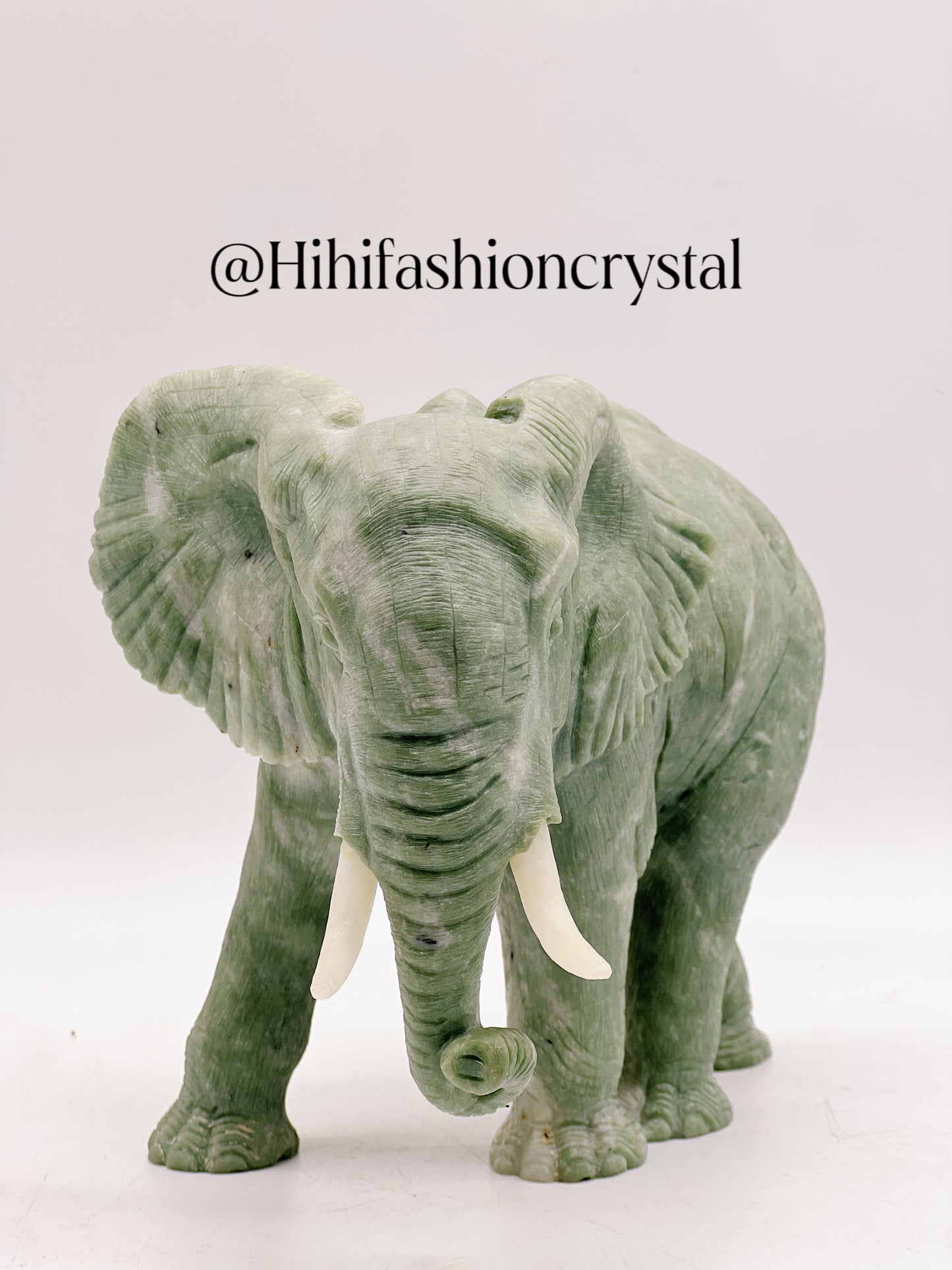 Green Jasper Elephant Sculpture