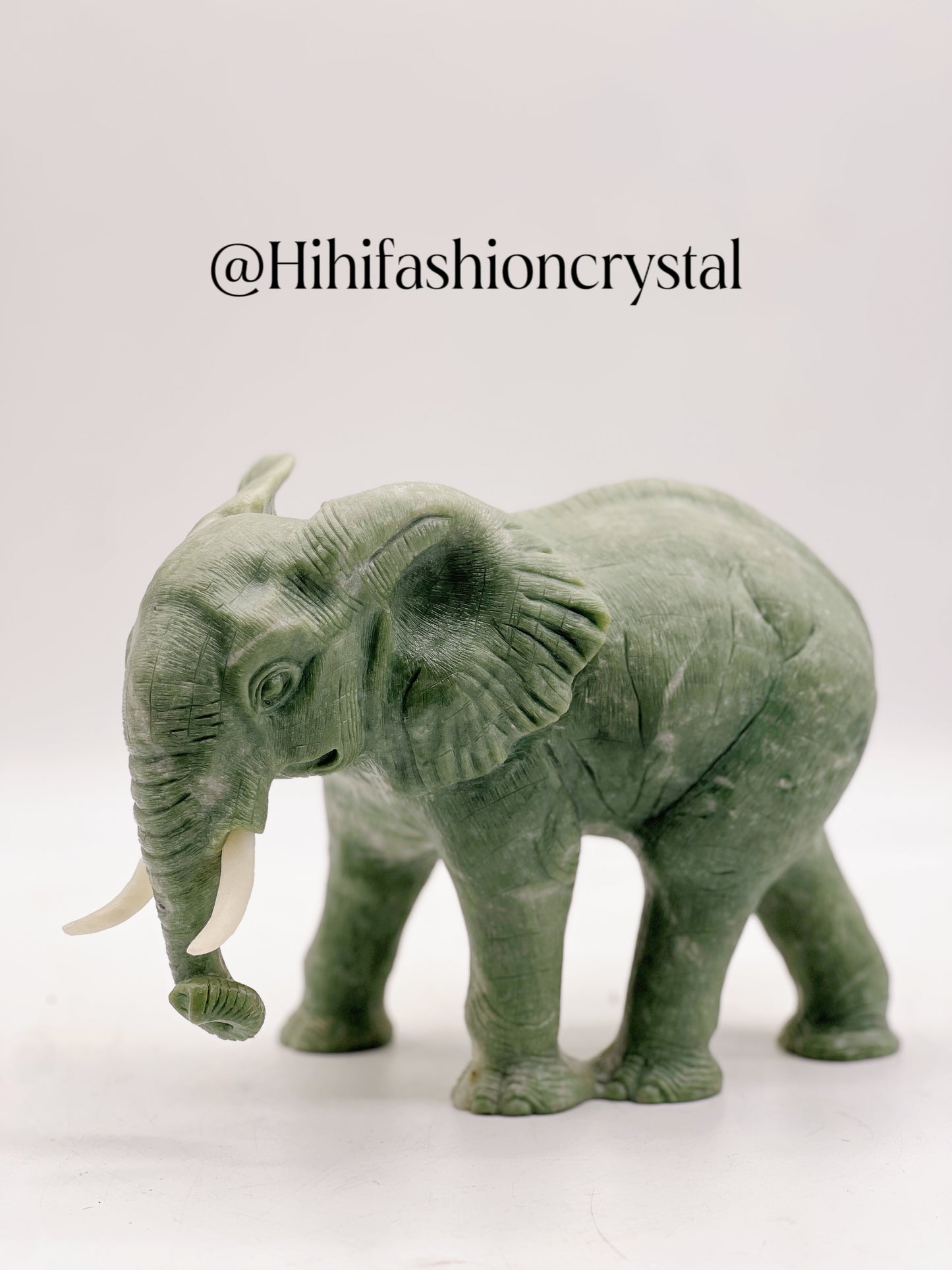 Green Jasper Elephant Sculpture