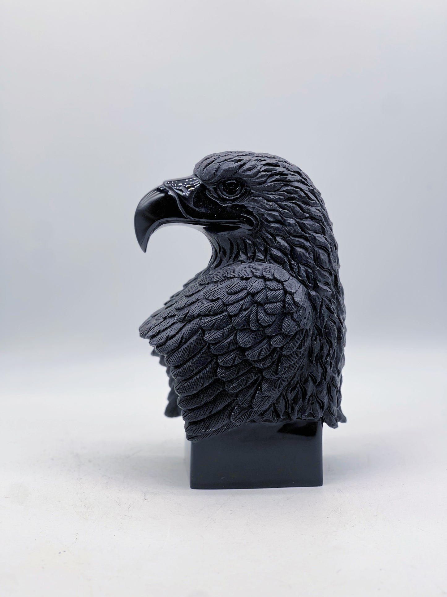 Obsidian Eagle Head Sculpture