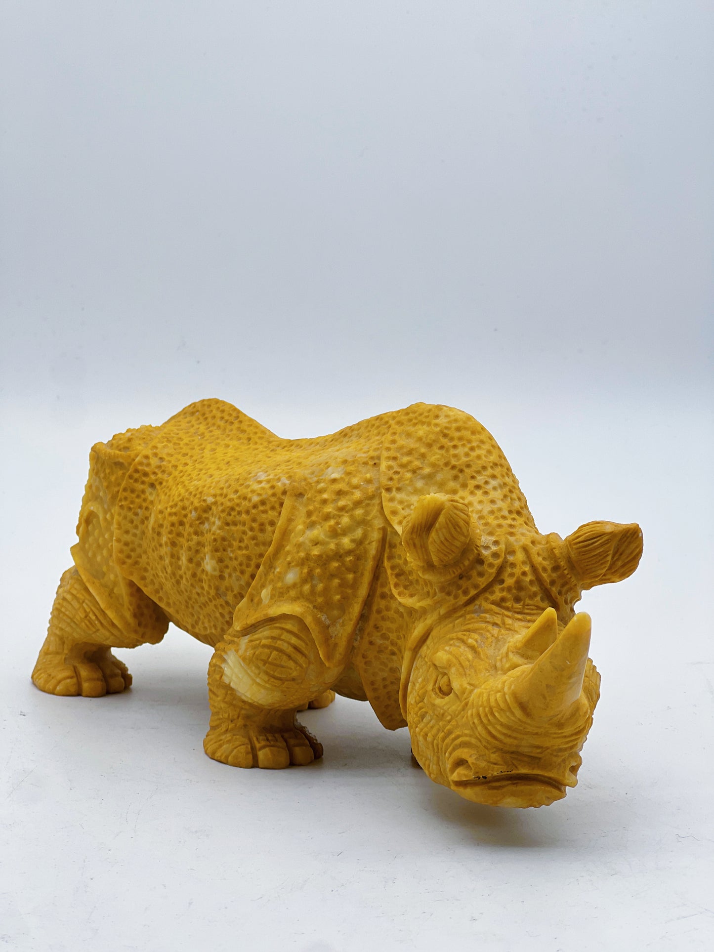 Yellow Jade Rhino Crystal Carving Status