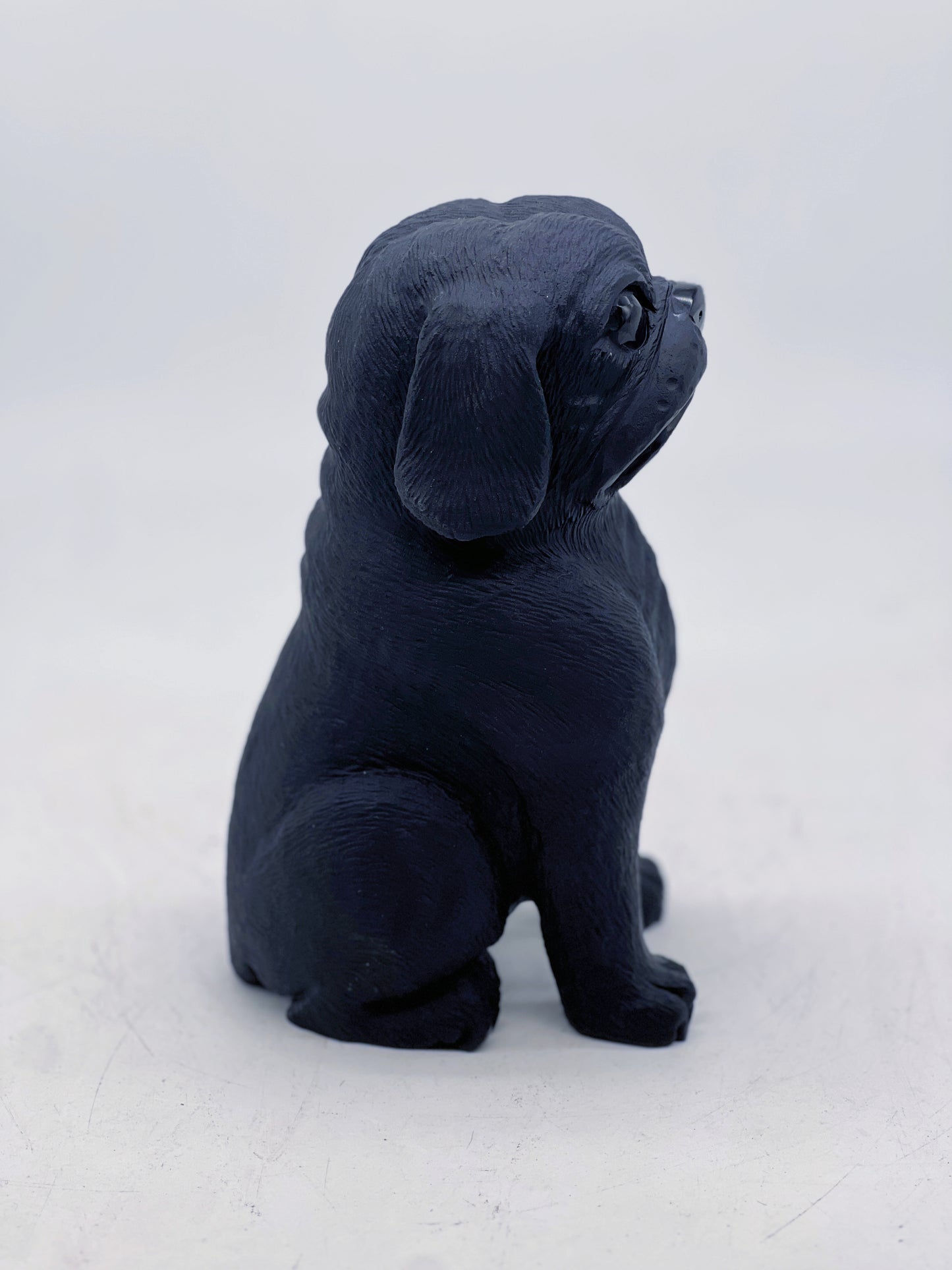 Obsidian Pug Dog Carving