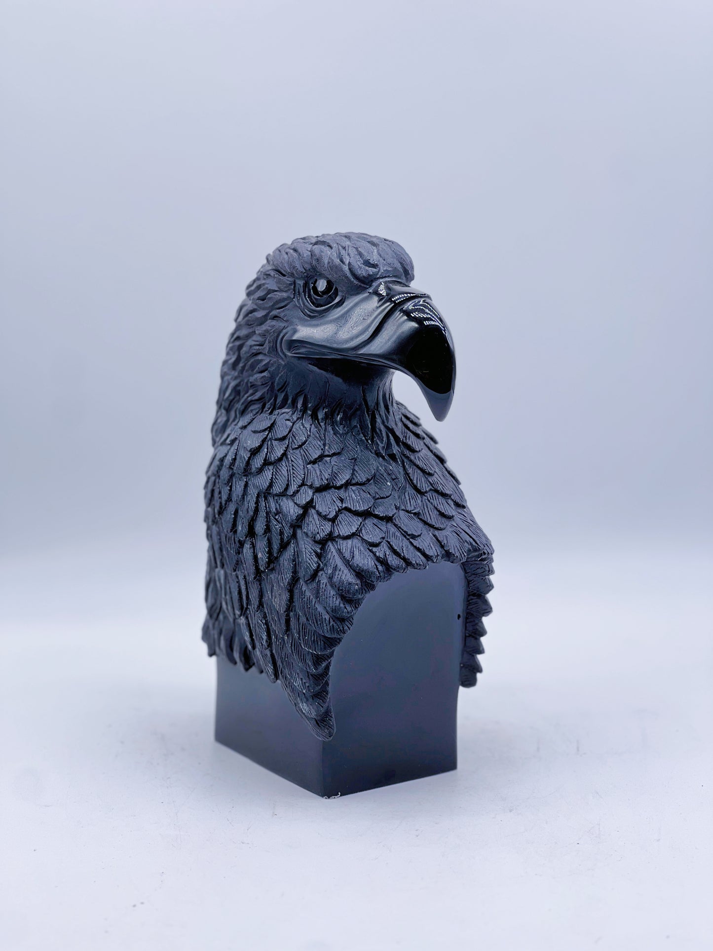 Obsidian Eagle Head Sculpture