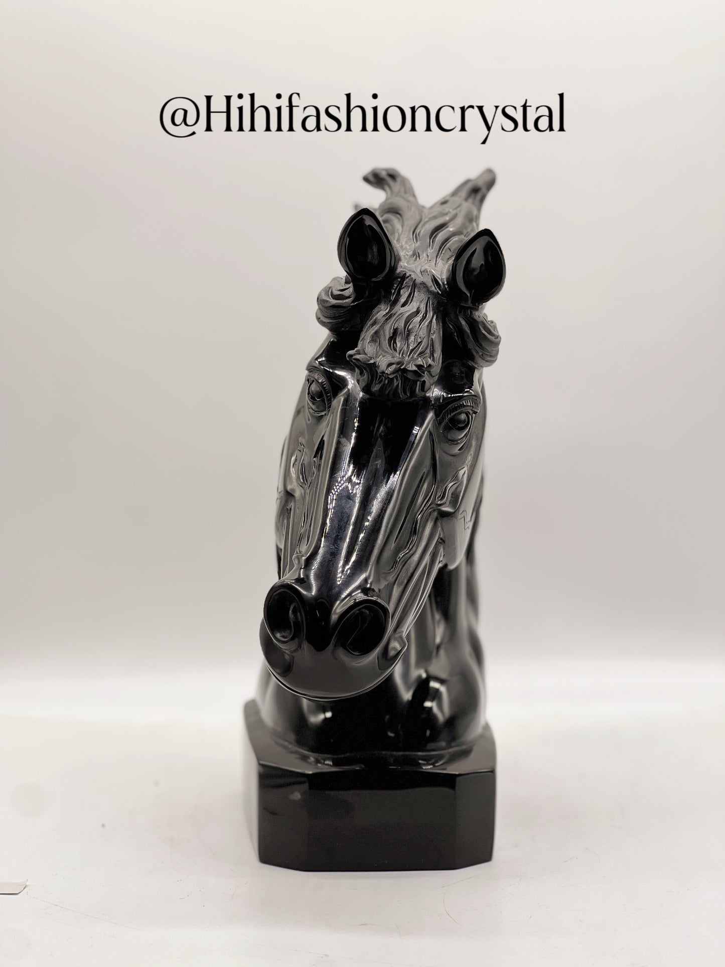 Black Obsidian Stallion Head Sculpture