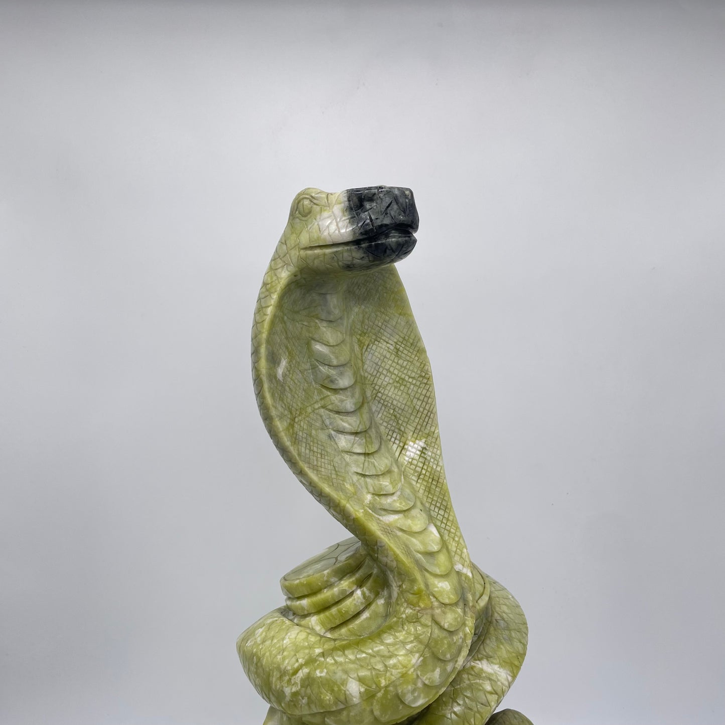 Green Jade Money Snake Carving