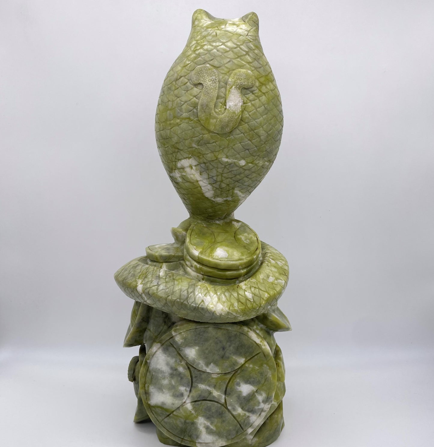 Green Jade Money Snake Carving